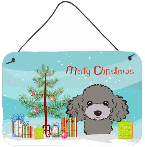 Christmas Tree and Silver Gray Poodle Wall or Door Hanging Prints BB1631DS812 by Caroline's Treasures