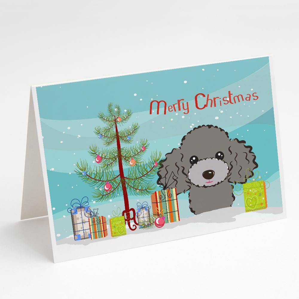 Buy this Christmas Tree and Silver Gray Poodle Greeting Cards and Envelopes Pack of 8