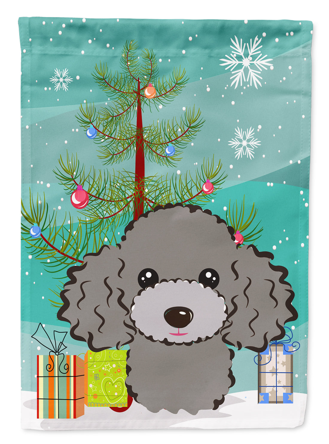 Christmas Tree and Silver Gray Poodle Flag Garden Size BB1631GF