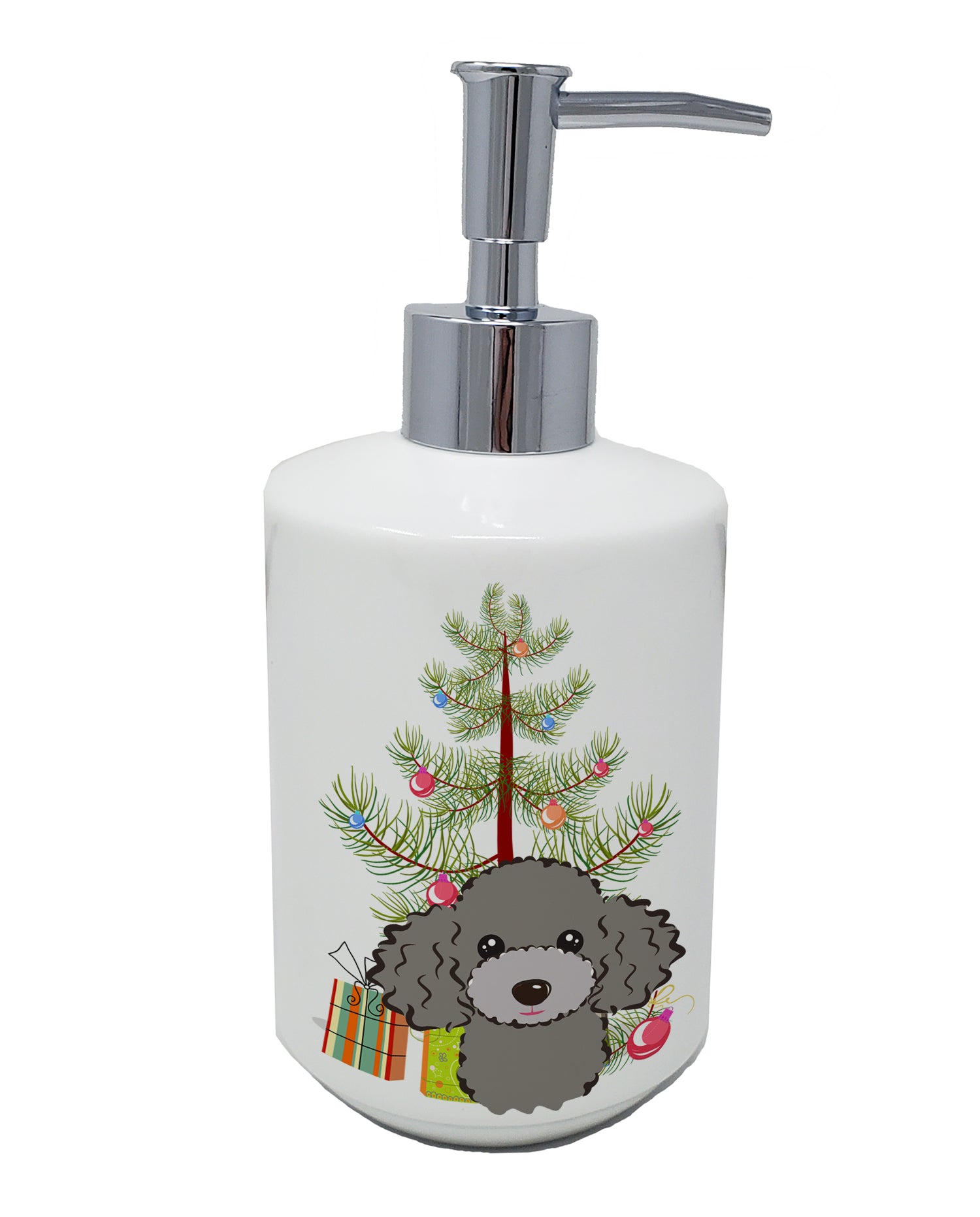 Buy this Christmas Tree and Silver Gray Poodle Ceramic Soap Dispenser