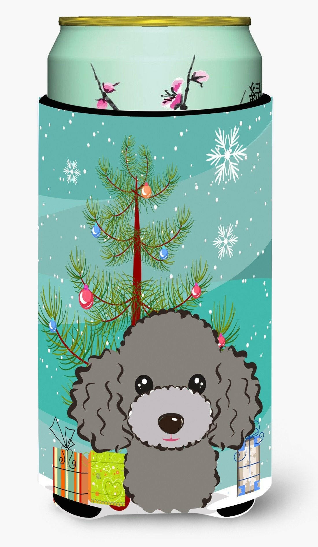 Christmas Tree and Silver Gray Poodle Tall Boy Beverage Insulator Hugger BB1631TBC by Caroline&#39;s Treasures