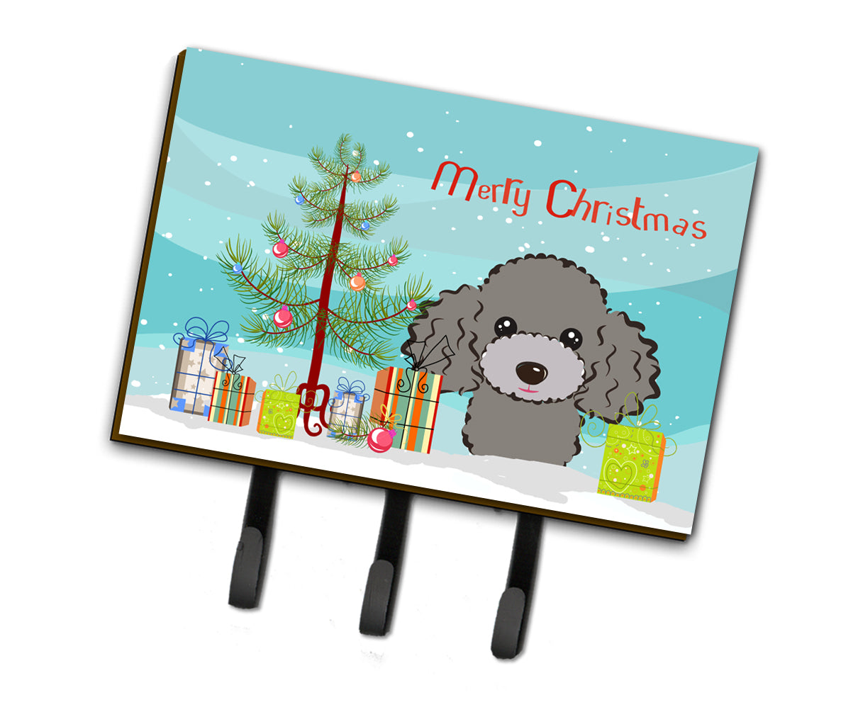 Christmas Tree and Silver Gray Poodle Leash or Key Holder BB1631TH68