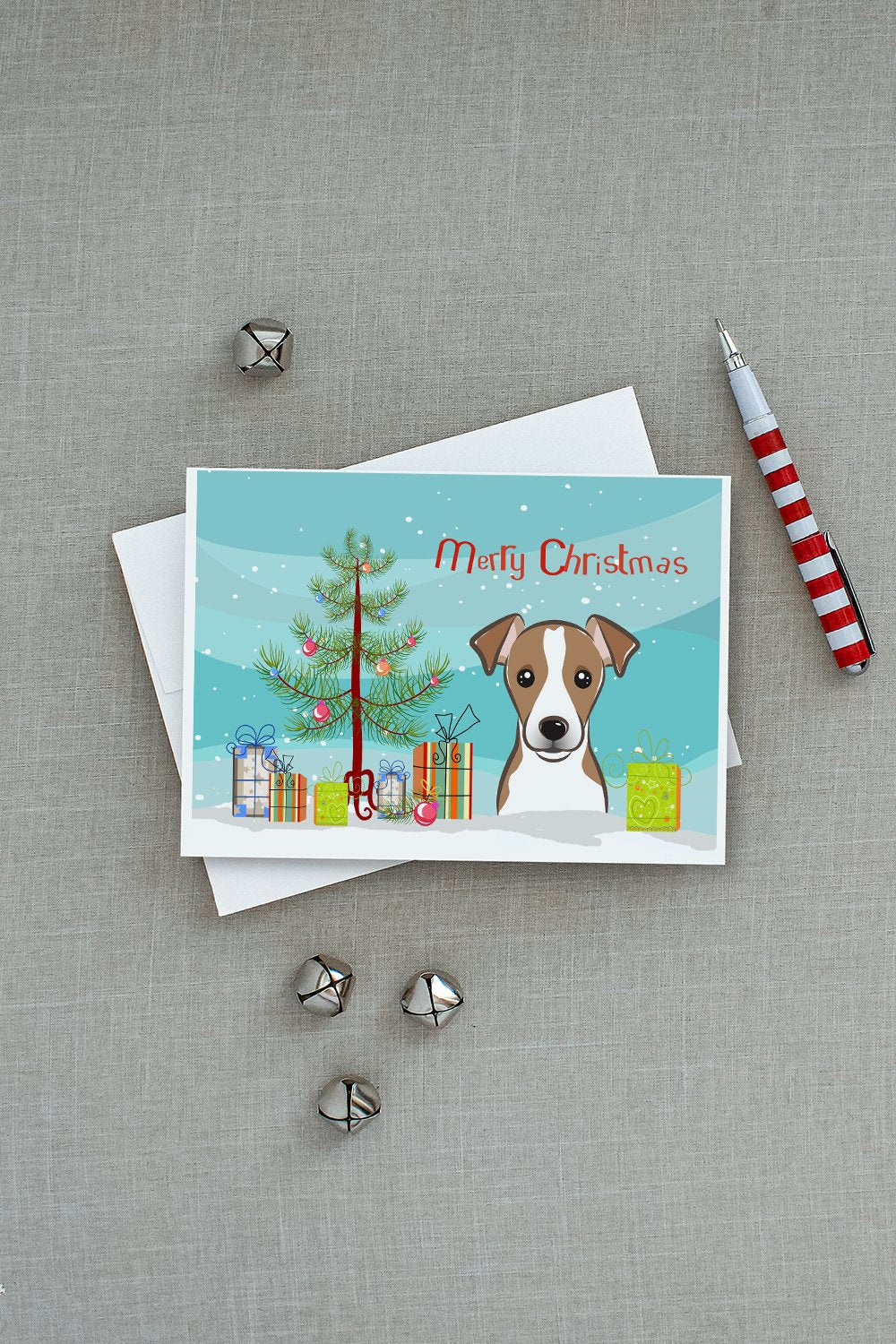 Christmas Tree and Jack Russell Terrier Greeting Cards and Envelopes Pack of 8 - the-store.com