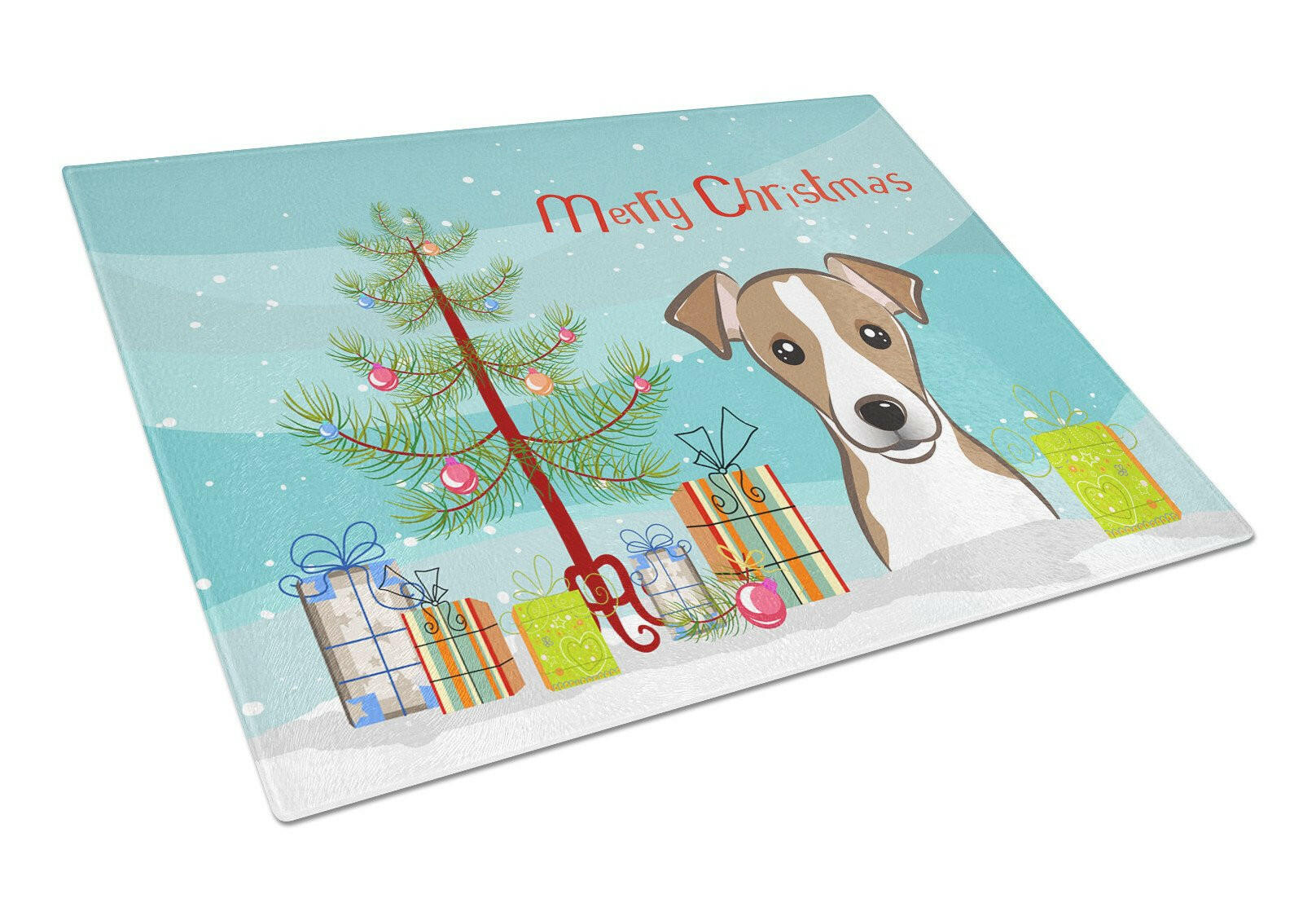 Christmas Tree and Jack Russell Terrier Glass Cutting Board Large BB1632LCB by Caroline's Treasures