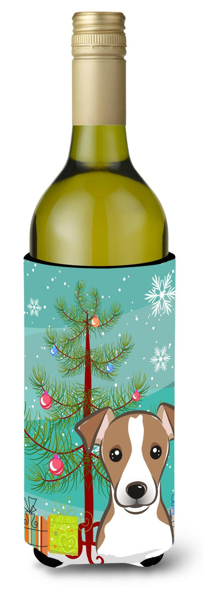 Christmas Tree and Jack Russell Terrier Wine Bottle Beverage Insulator Hugger BB1632LITERK by Caroline's Treasures