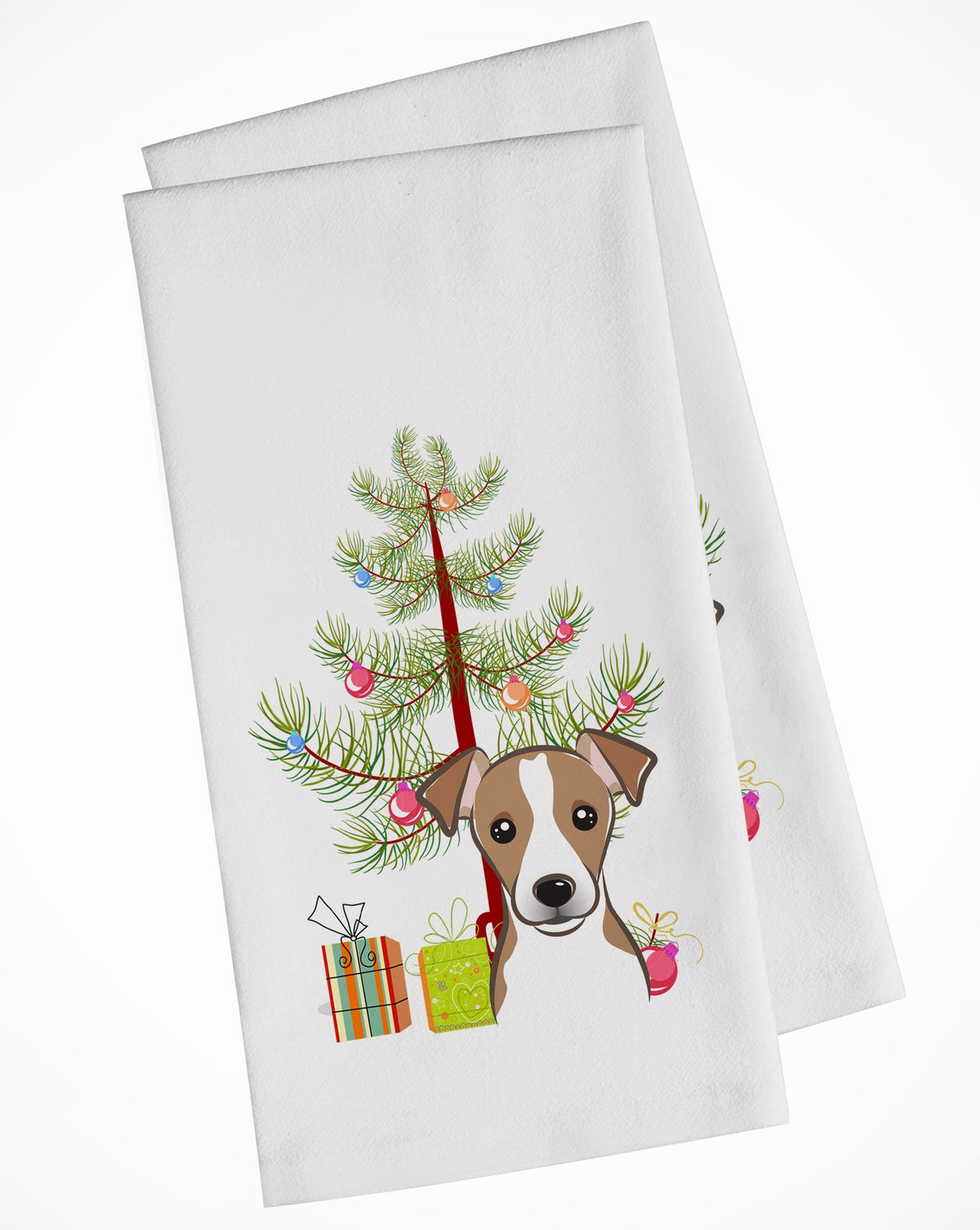 Christmas Tree and Jack Russell Terrier White Kitchen Towel Set of 2 BB1632WTKT by Caroline&#39;s Treasures