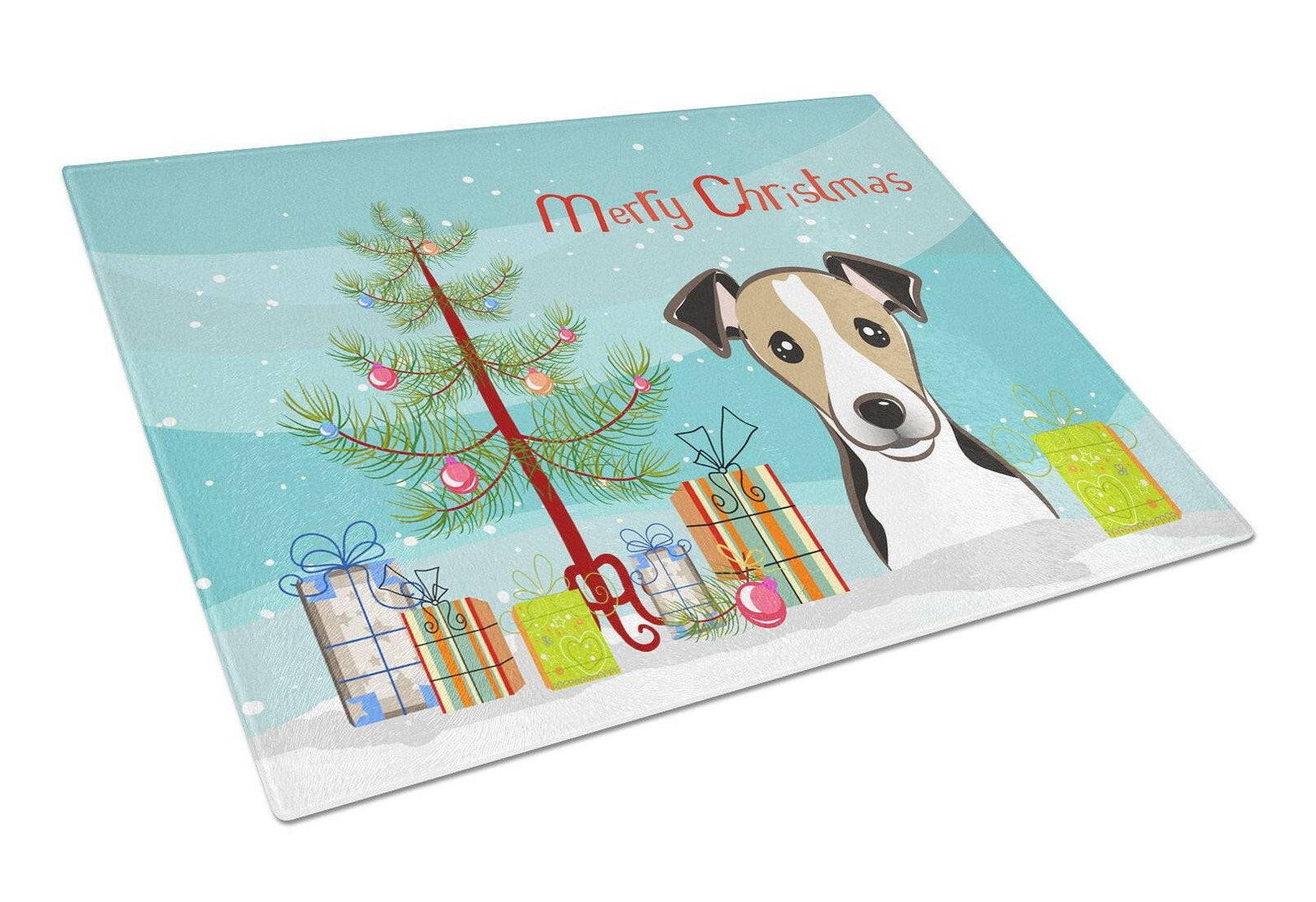 Christmas Tree and Jack Russell Terrier Glass Cutting Board Large BB1633LCB by Caroline's Treasures