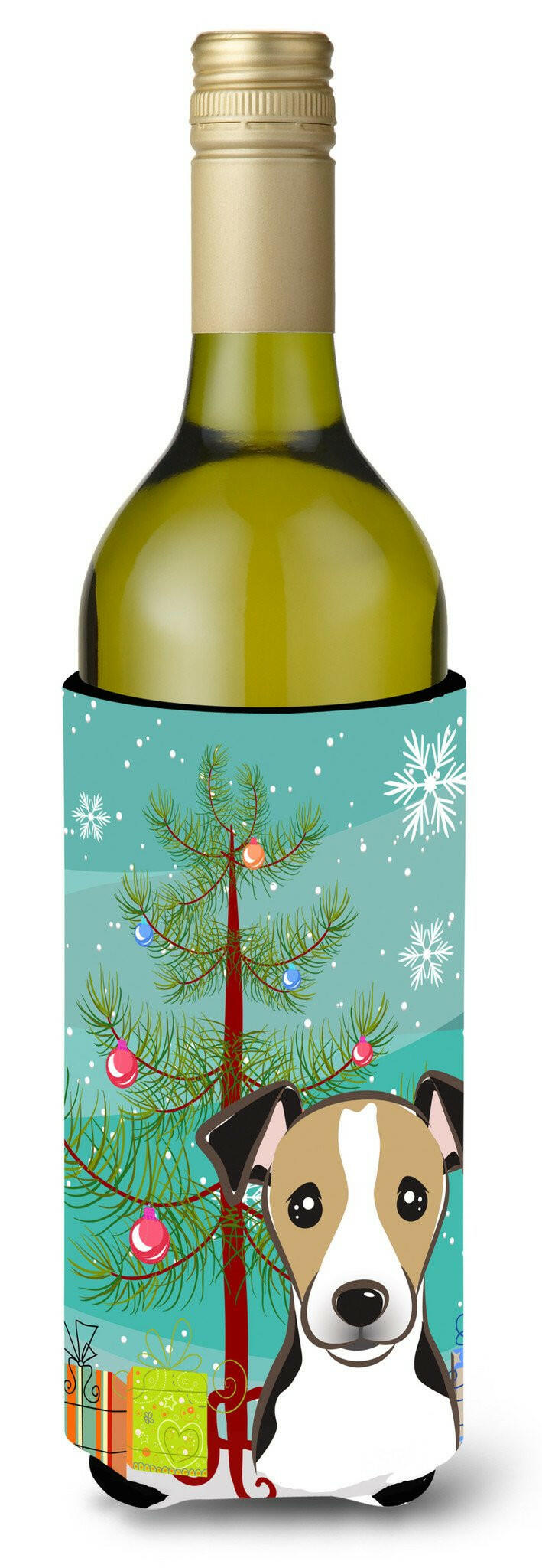 Christmas Tree and Jack Russell Terrier Wine Bottle Beverage Insulator Hugger BB1633LITERK by Caroline&#39;s Treasures