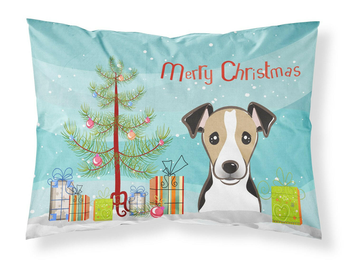 Christmas Tree and Jack Russell Terrier Fabric Standard Pillowcase BB1633PILLOWCASE by Caroline's Treasures