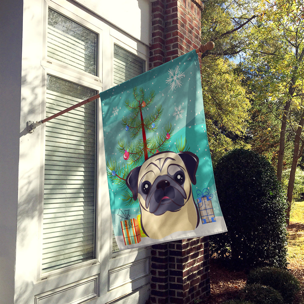 Christmas Tree and Fawn Pug Flag Canvas House Size BB1634CHF  the-store.com.