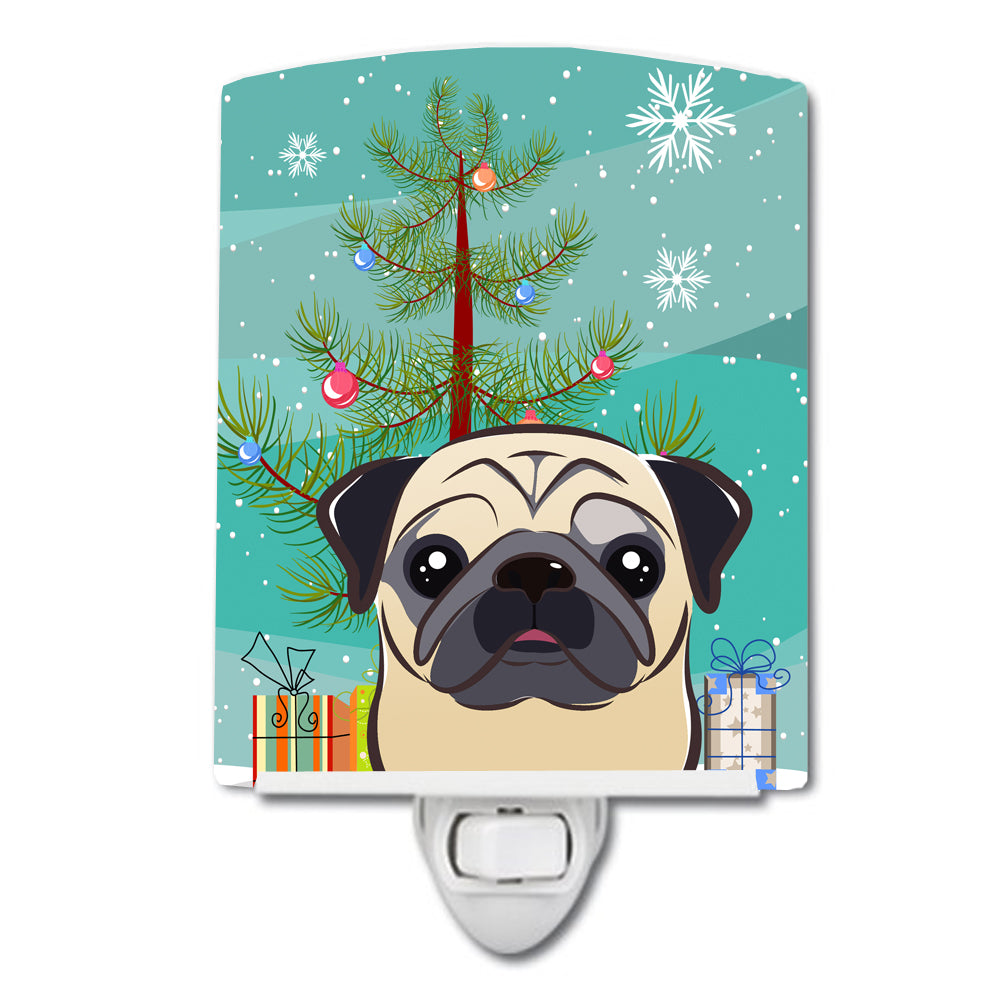 Christmas Tree and Fawn Pug Ceramic Night Light BB1634CNL - the-store.com