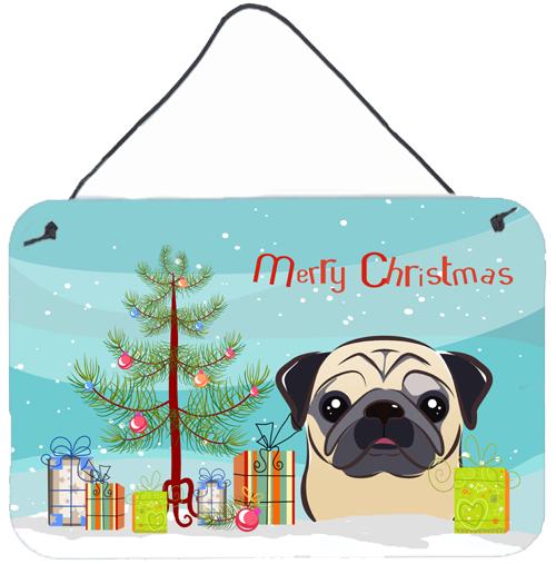 Christmas Tree and Fawn Pug Wall or Door Hanging Prints BB1634DS812 by Caroline&#39;s Treasures