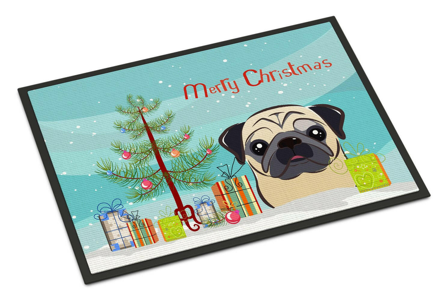 Christmas Tree and Fawn Pug Indoor or Outdoor Mat 24x36 BB1634JMAT - the-store.com