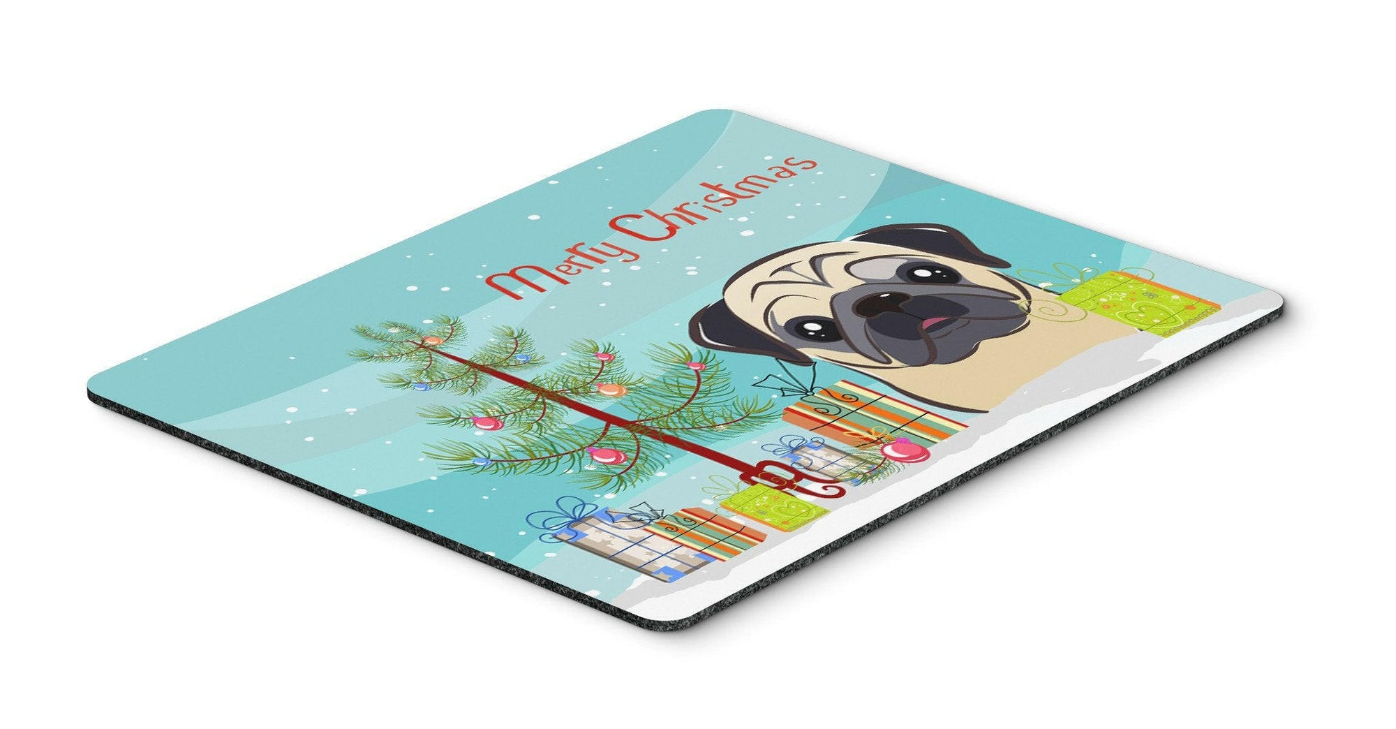 Christmas Tree and Fawn Pug Mouse Pad, Hot Pad or Trivet BB1634MP by Caroline's Treasures