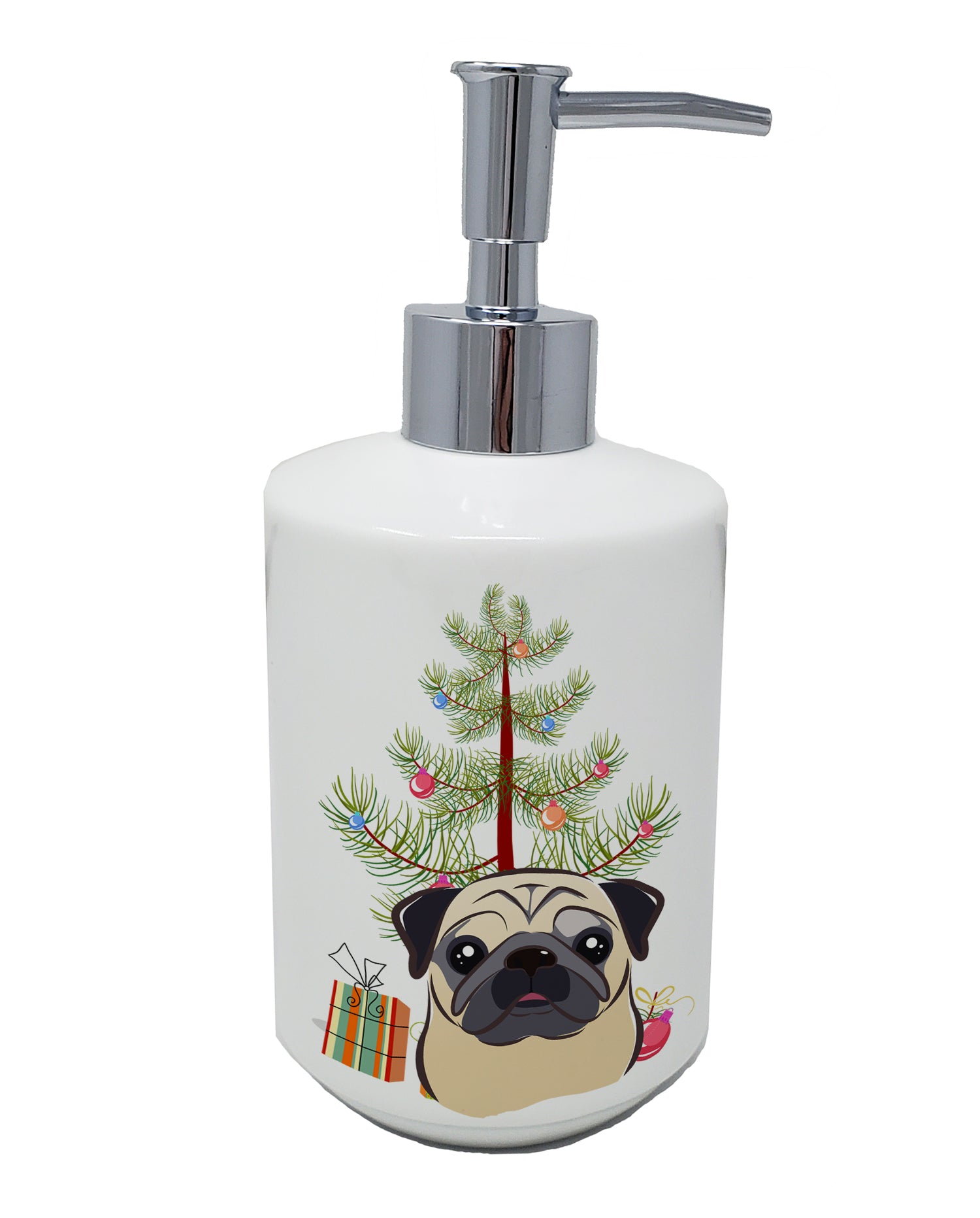 Buy this Christmas Tree and Fawn Pug Ceramic Soap Dispenser