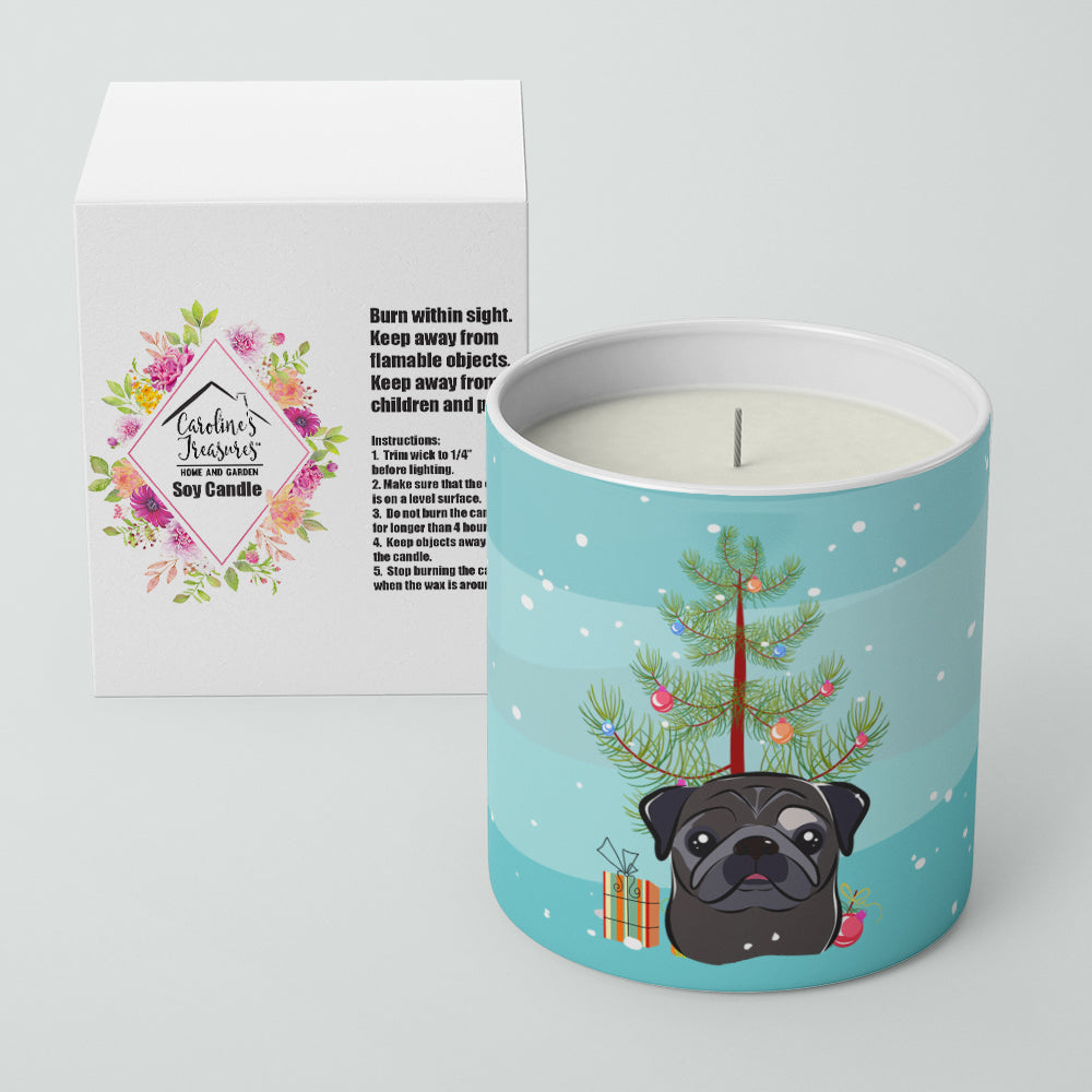 Christmas Tree and Black Pug 10 oz Decorative Soy Candle - the-store.com