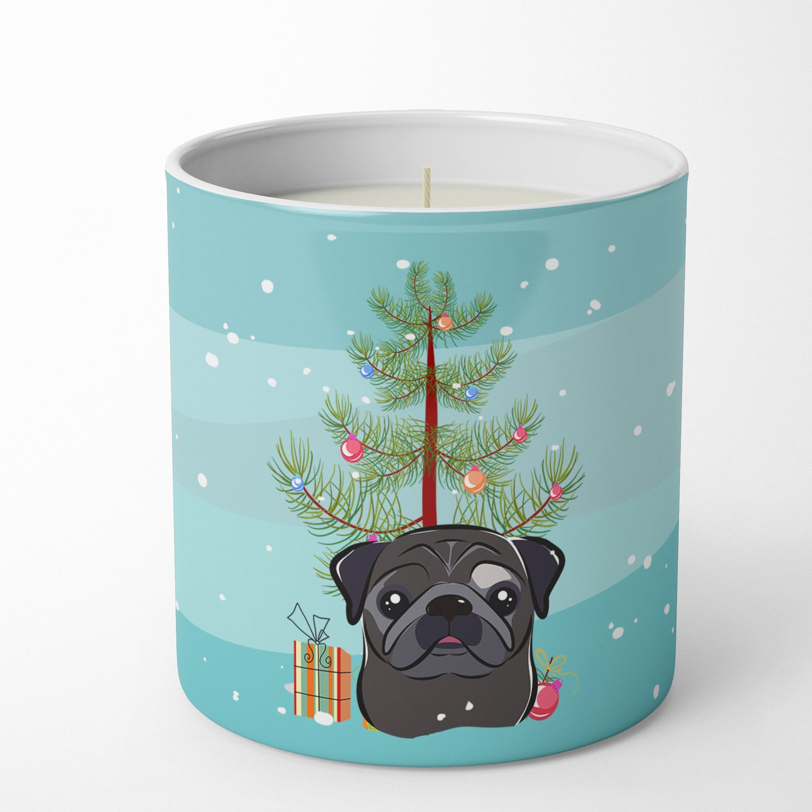 Buy this Christmas Tree and Black Pug 10 oz Decorative Soy Candle