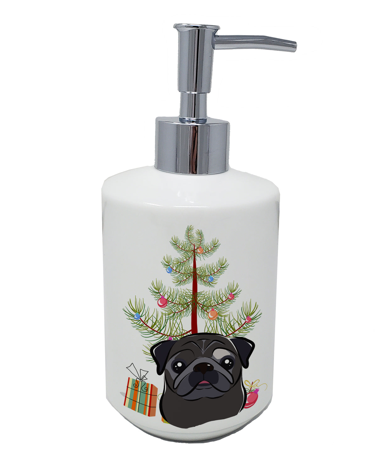 Buy this Christmas Tree and Black Pug Ceramic Soap Dispenser