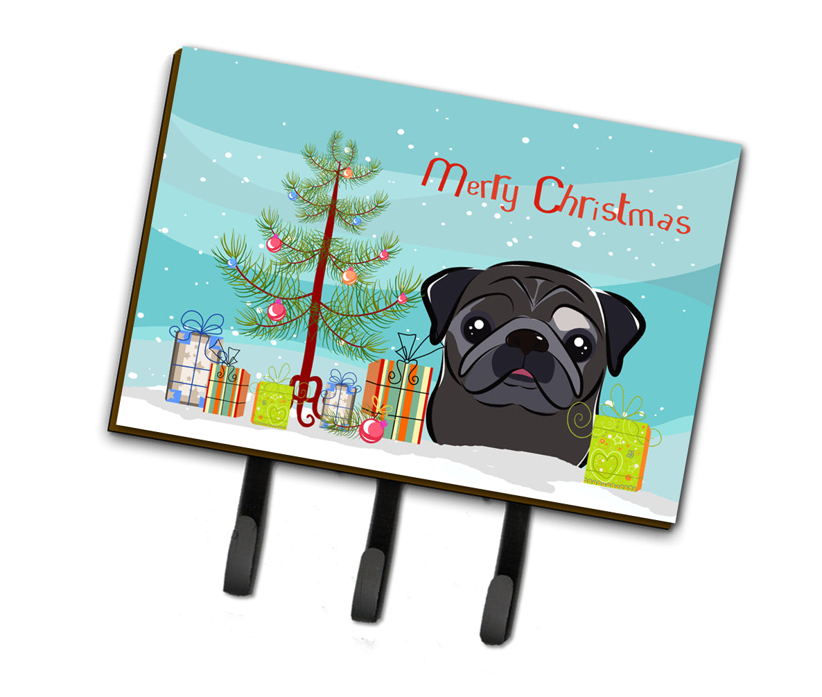 Christmas Tree and Black Pug Leash or Key Holder BB1635TH68