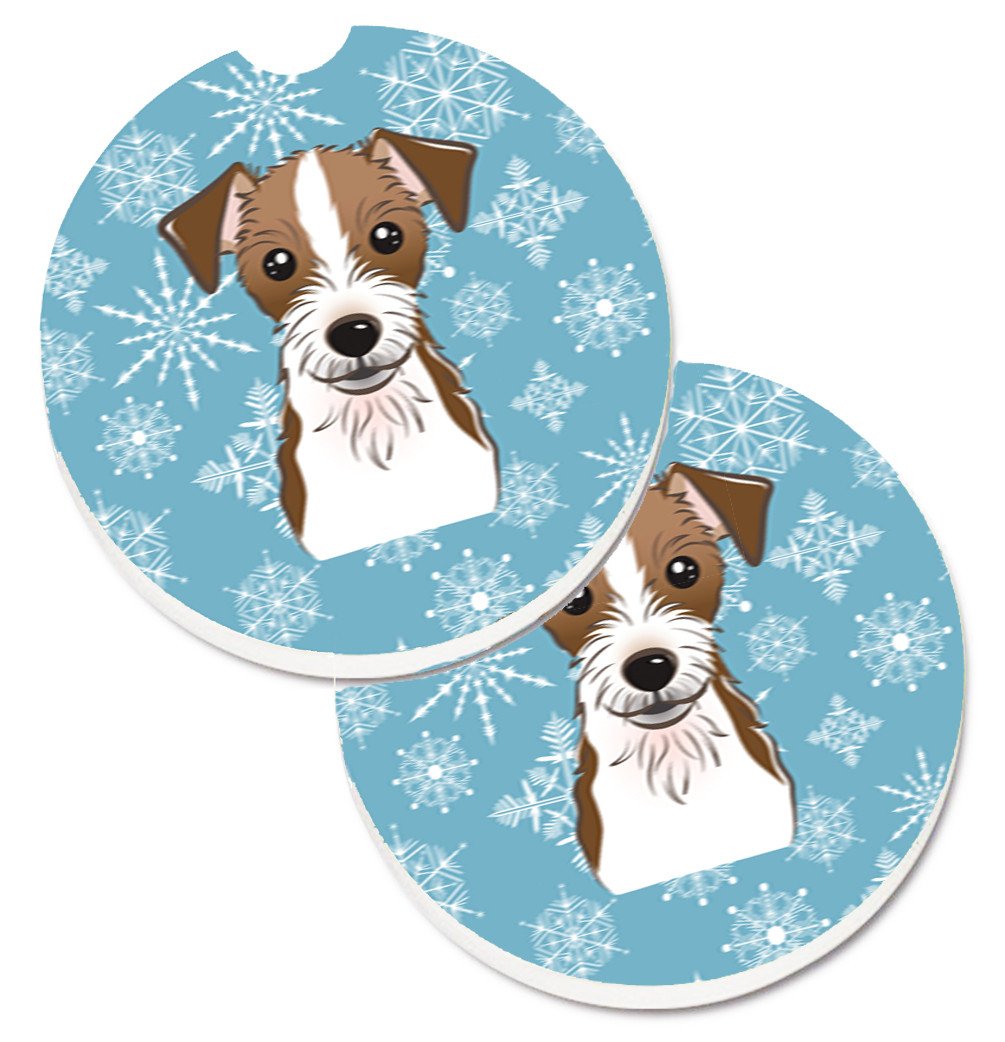 Snowflake Jack Russell Terrier Set of 2 Cup Holder Car Coasters BB1636CARC by Caroline&#39;s Treasures