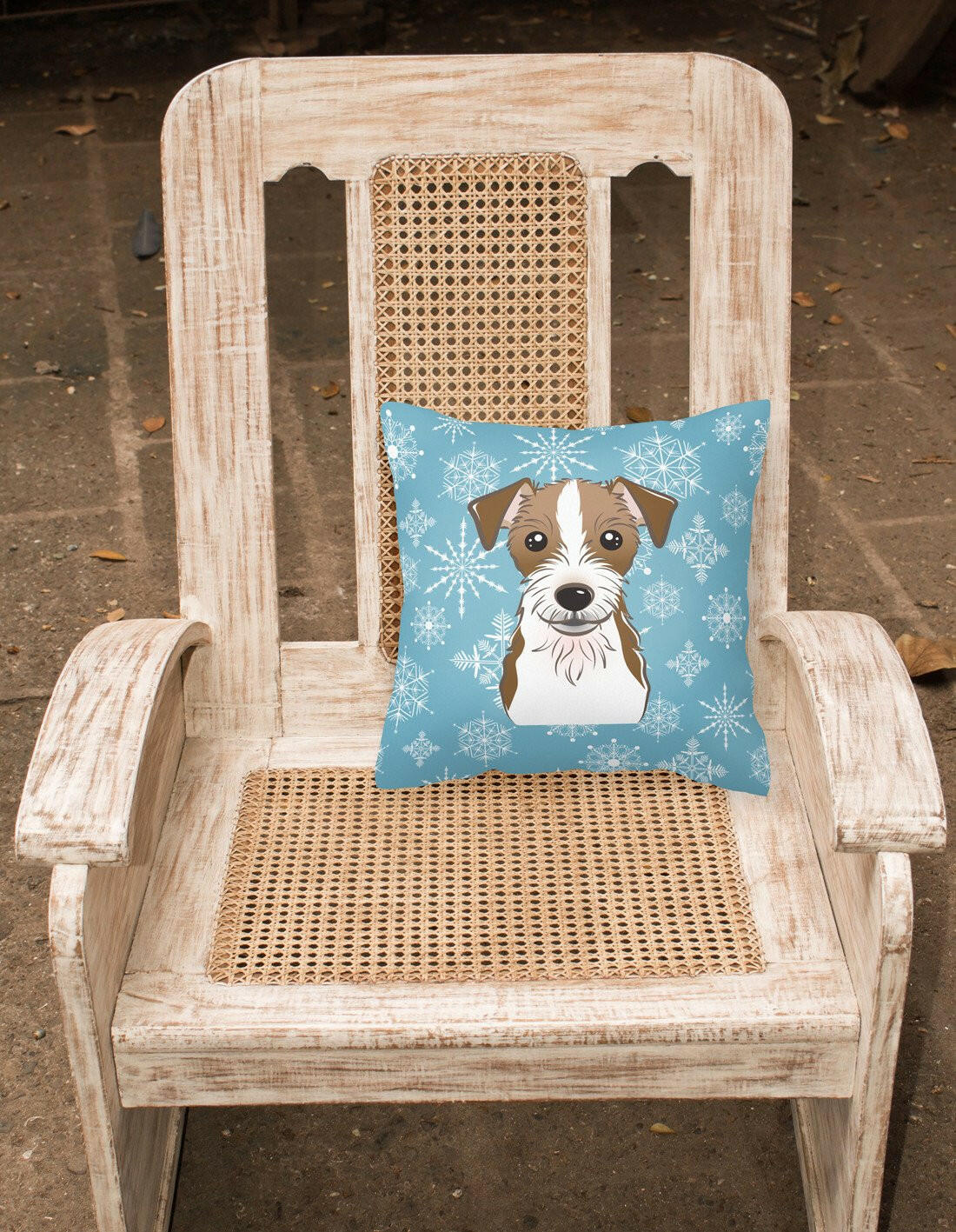 Snowflake Jack Russell Terrier Fabric Decorative Pillow BB1636PW1414 - the-store.com