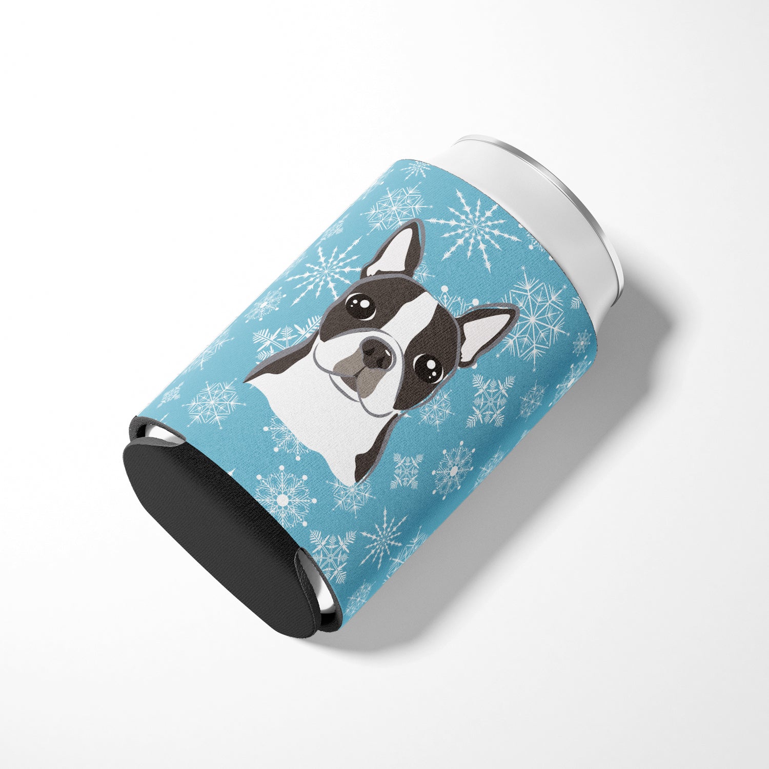 Snowflake Boston Terrier Can or Bottle Hugger BB1637CC