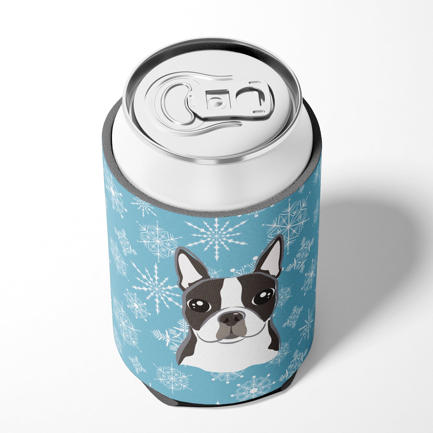 Snowflake Boston Terrier Can or Bottle Hugger BB1637CC.