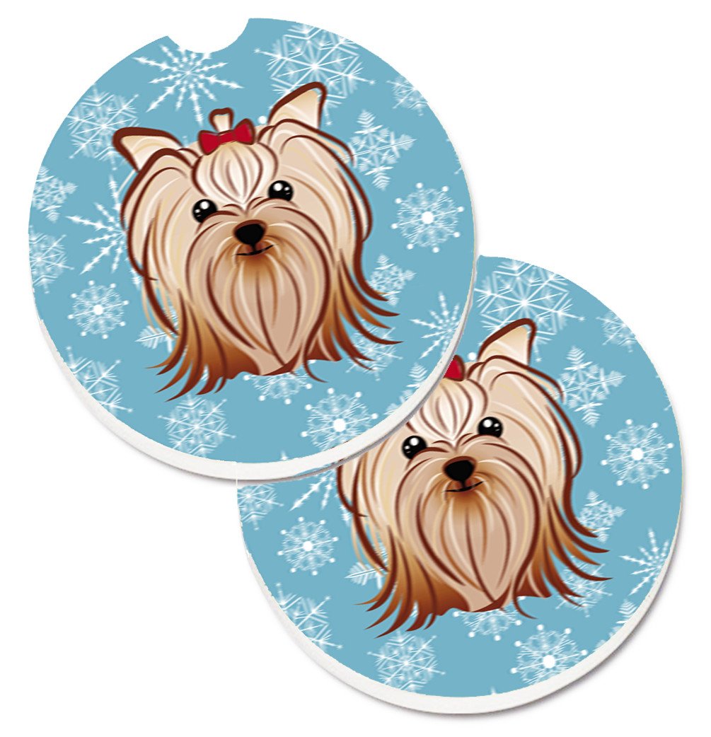 Snowflake Yorkie Yorkishire Terrier Set of 2 Cup Holder Car Coasters BB1638CARC by Caroline&#39;s Treasures