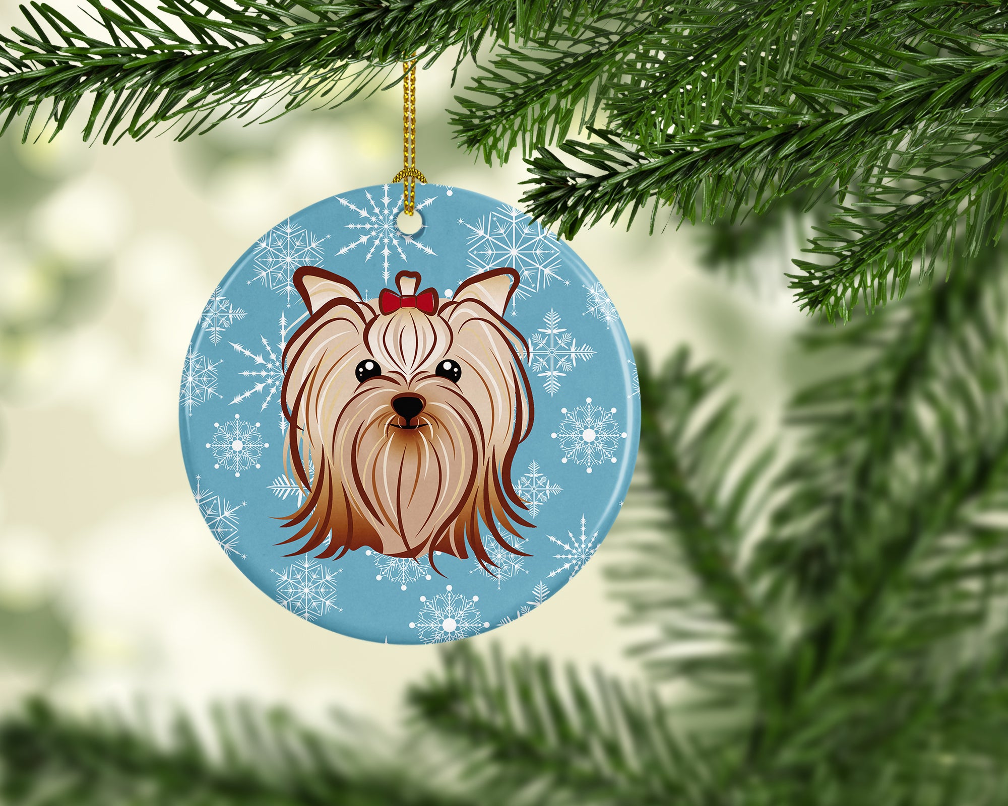 Snowflake Yorkie Yorkishire Terrier Ceramic Ornament BB1638CO1 - the-store.com