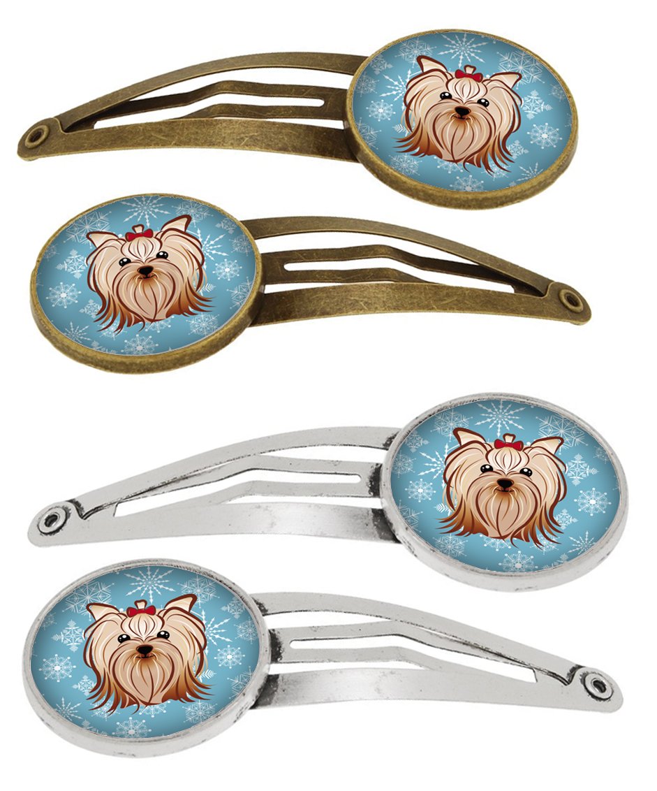Snowflake Yorkie Yorkishire Terrier Set of 4 Barrettes Hair Clips BB1638HCS4 by Caroline's Treasures