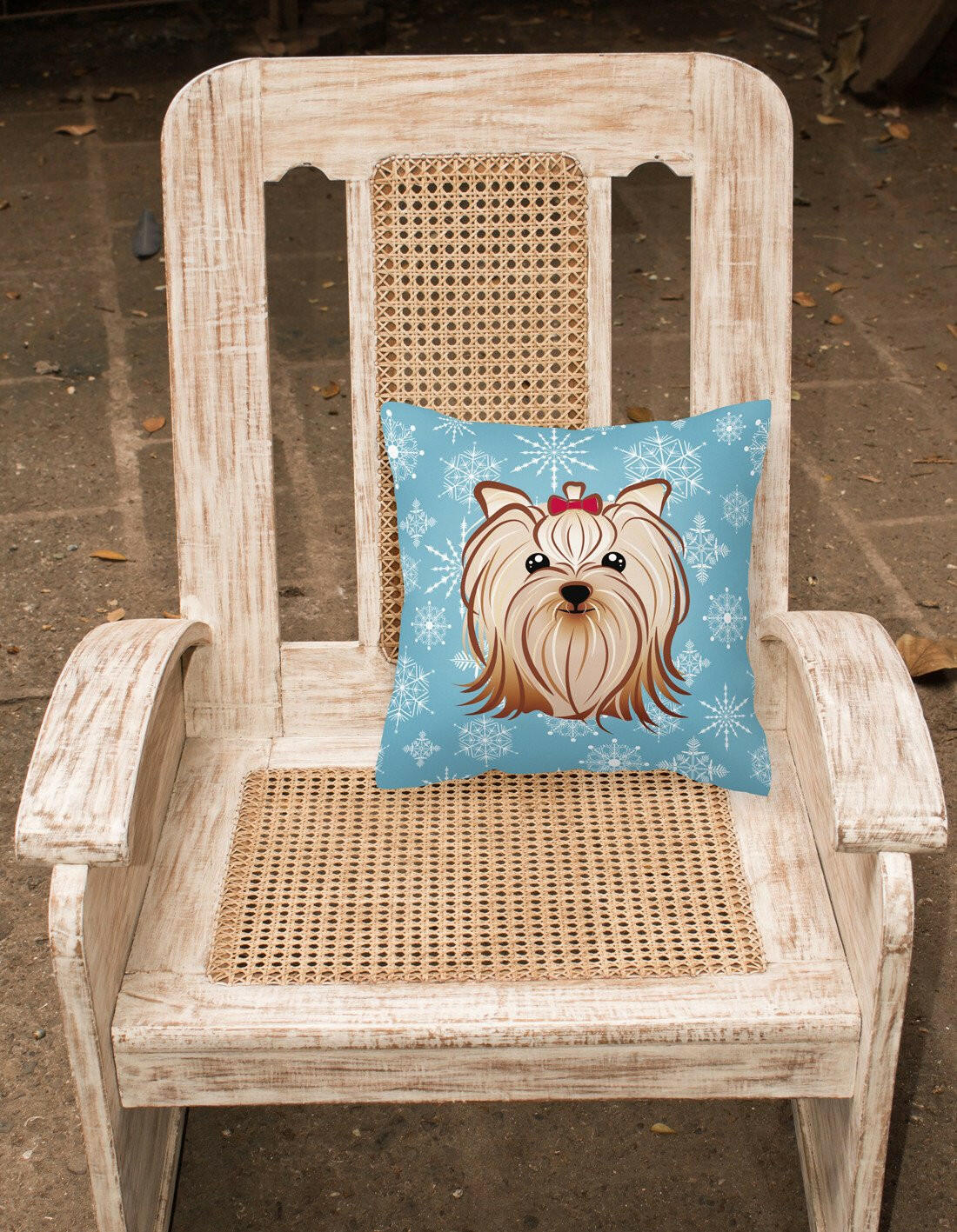 Snowflake Yorkie Yorkshire Terrier Fabric Decorative Pillow BB1638PW1414 - the-store.com