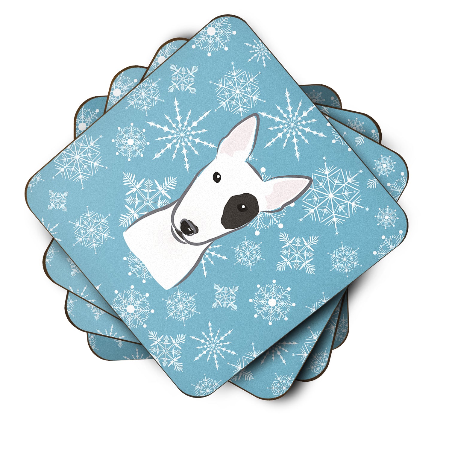 Set of 4 Snowflake Bull Terrier Foam Coasters BB1643FC - the-store.com
