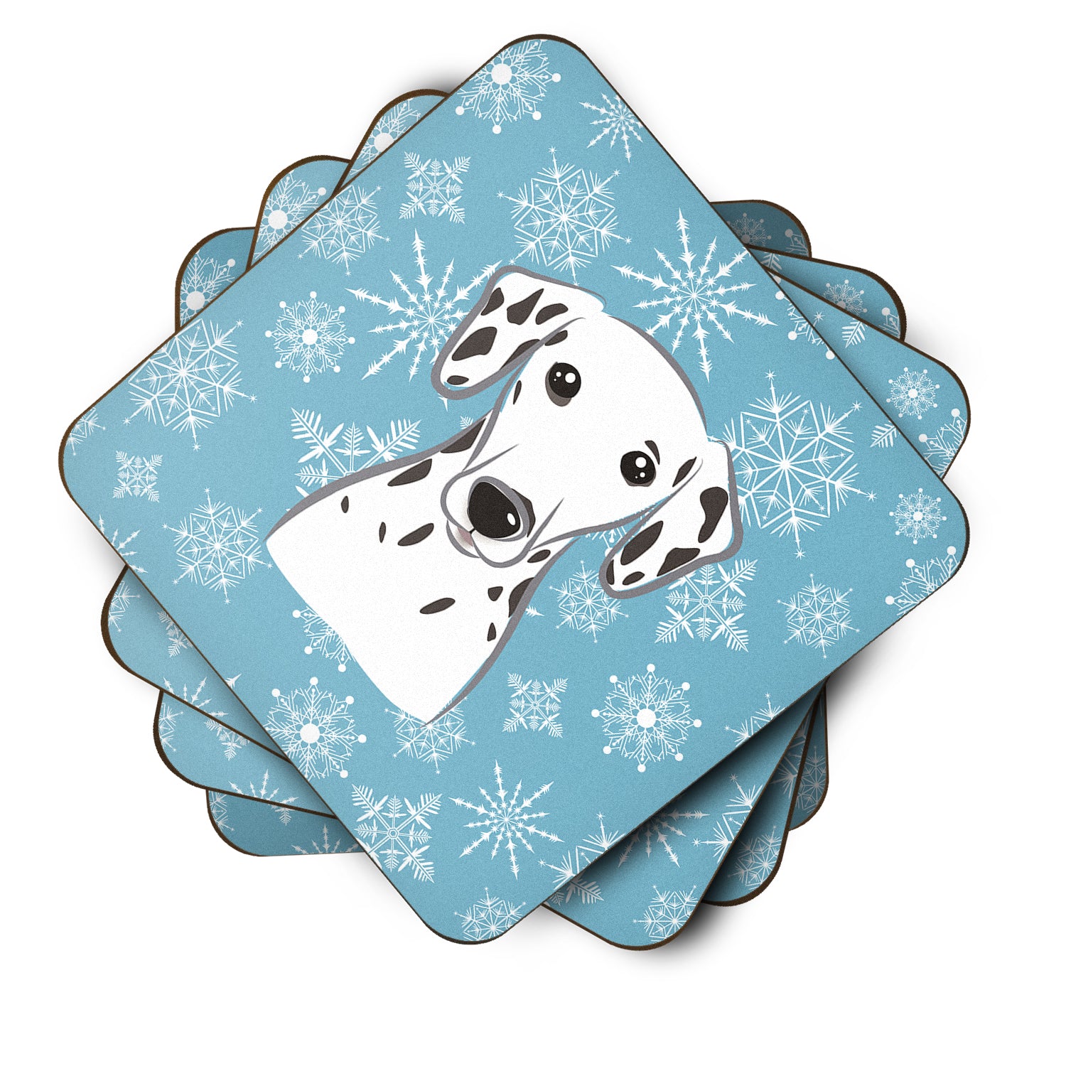 Set of 4 Snowflake Dalmatian Foam Coasters BB1644FC - the-store.com