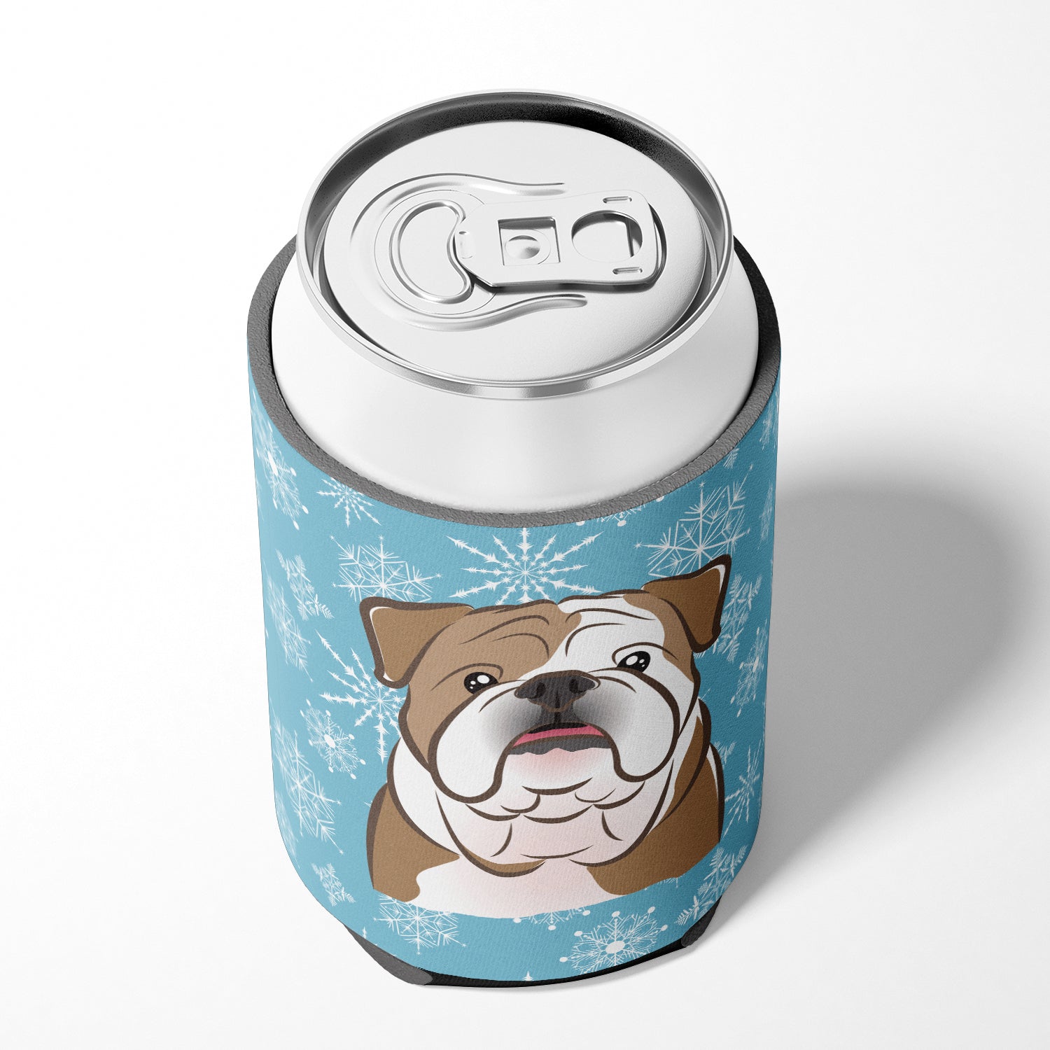 Snowflake English Bulldog  Can or Bottle Hugger BB1653CC.