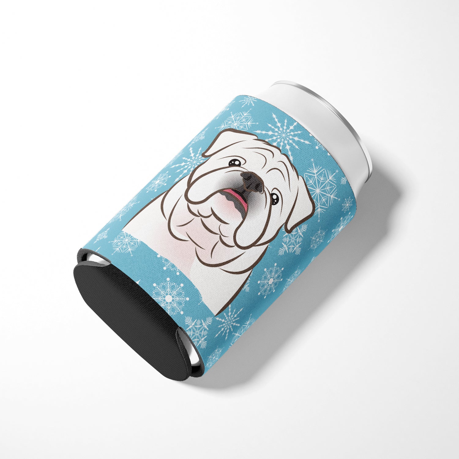 Snowflake White English Bulldog  Can or Bottle Hugger BB1654CC.