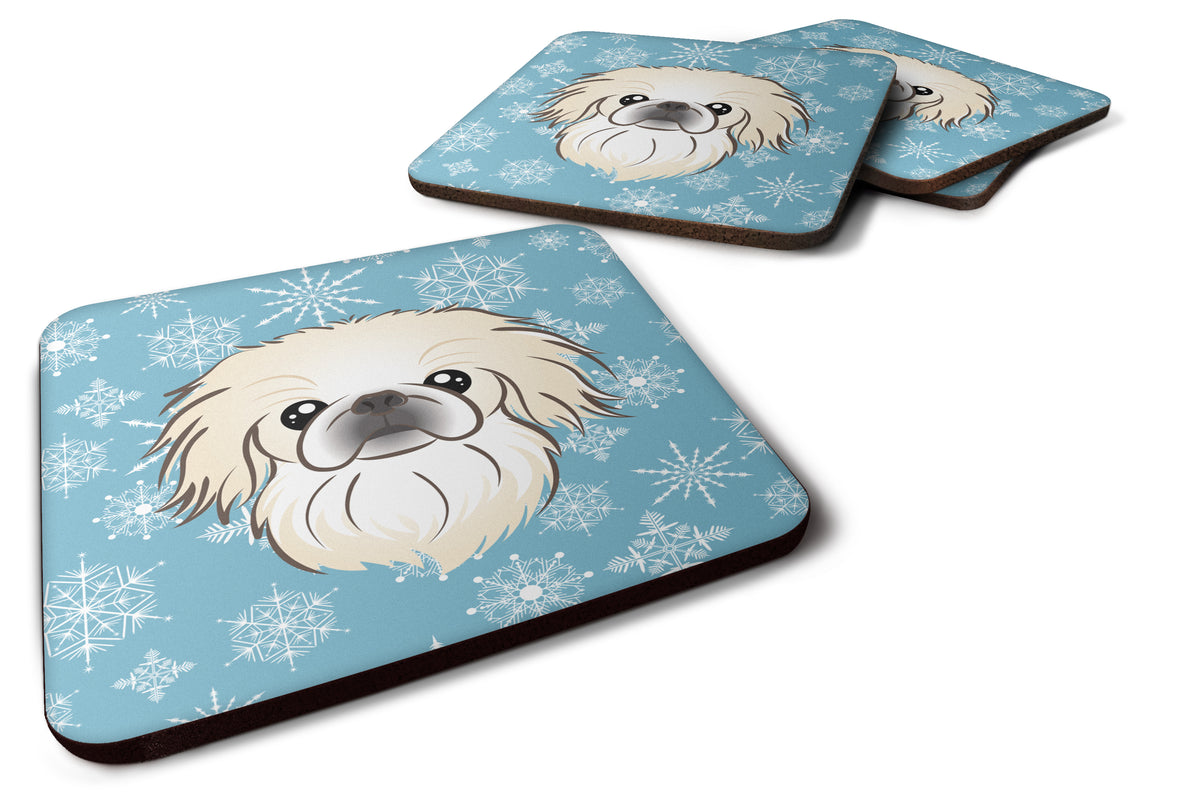 Set of 4 Snowflake Pekingese Foam Coasters BB1655FC - the-store.com