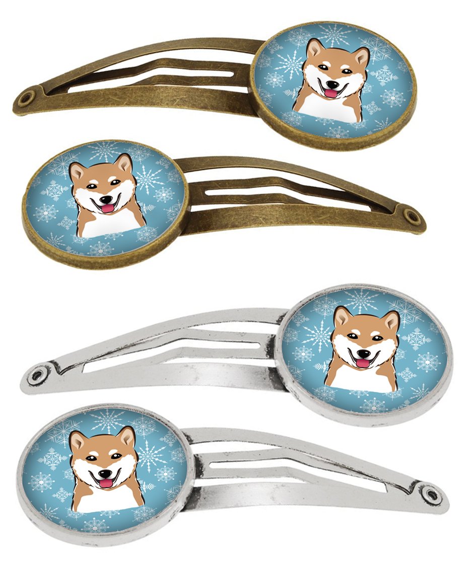 Snowflake Shiba Inu Set of 4 Barrettes Hair Clips BB1659HCS4 by Caroline&#39;s Treasures