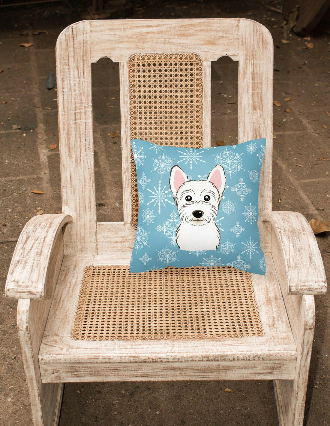 Snowflake Westie Fabric Decorative Pillow BB1660PW1414 - the-store.com