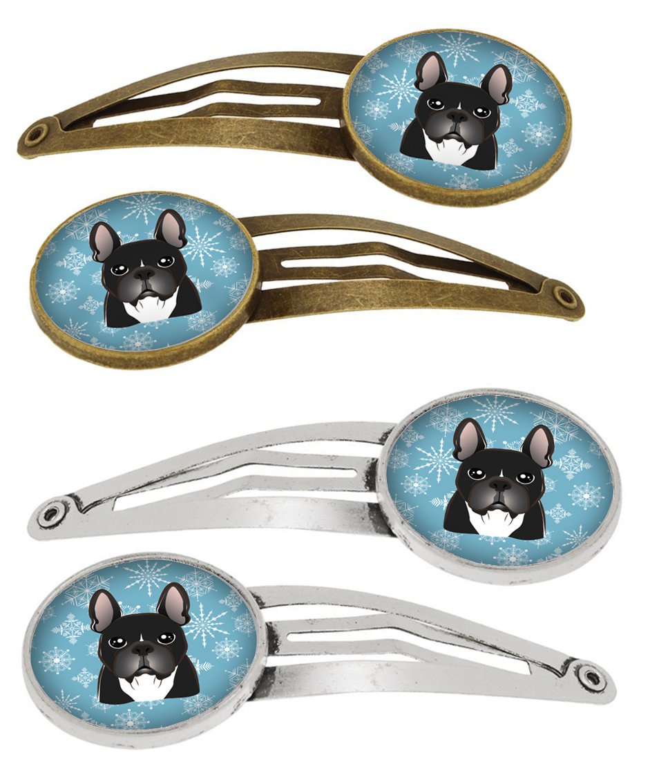 Snowflake French Bulldog Set of 4 Barrettes Hair Clips BB1661HCS4 by Caroline&#39;s Treasures
