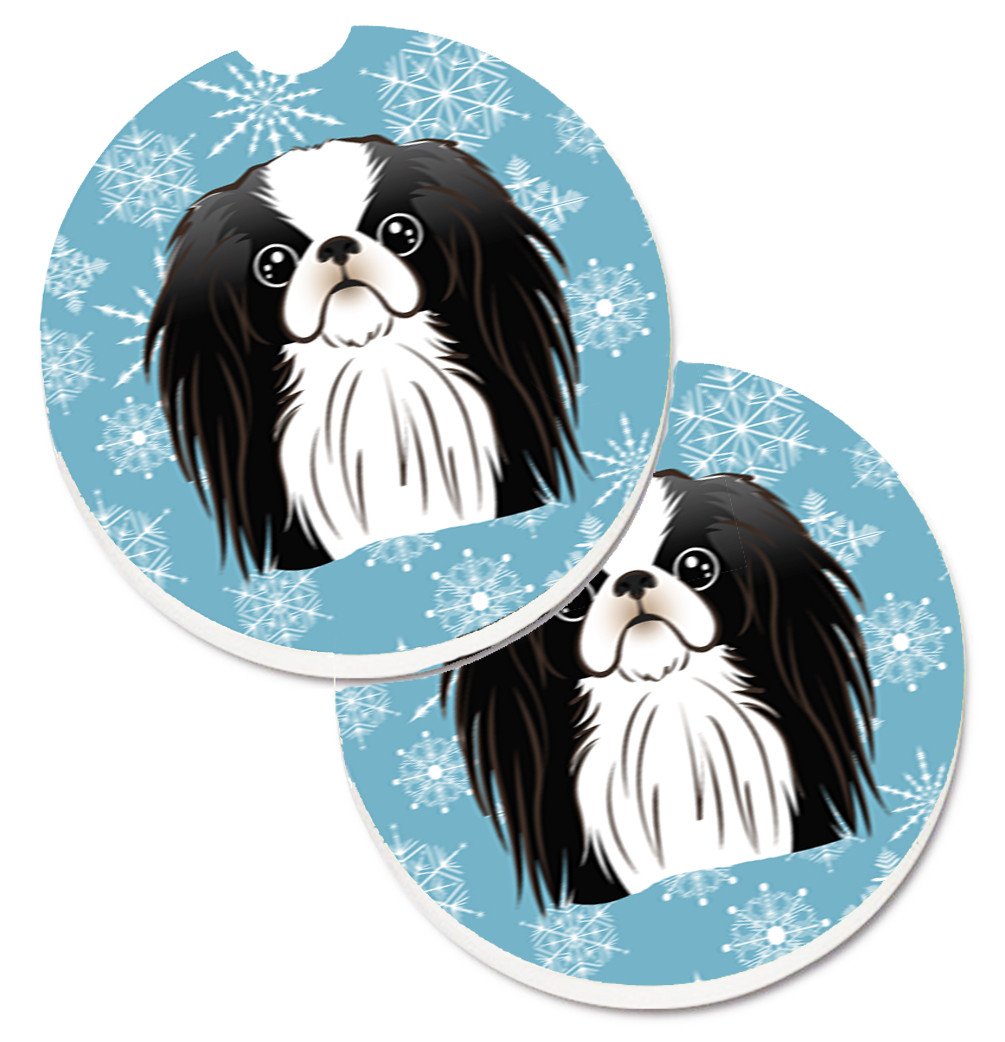 Snowflake Japanese Chin Set of 2 Cup Holder Car Coasters BB1664CARC by Caroline&#39;s Treasures