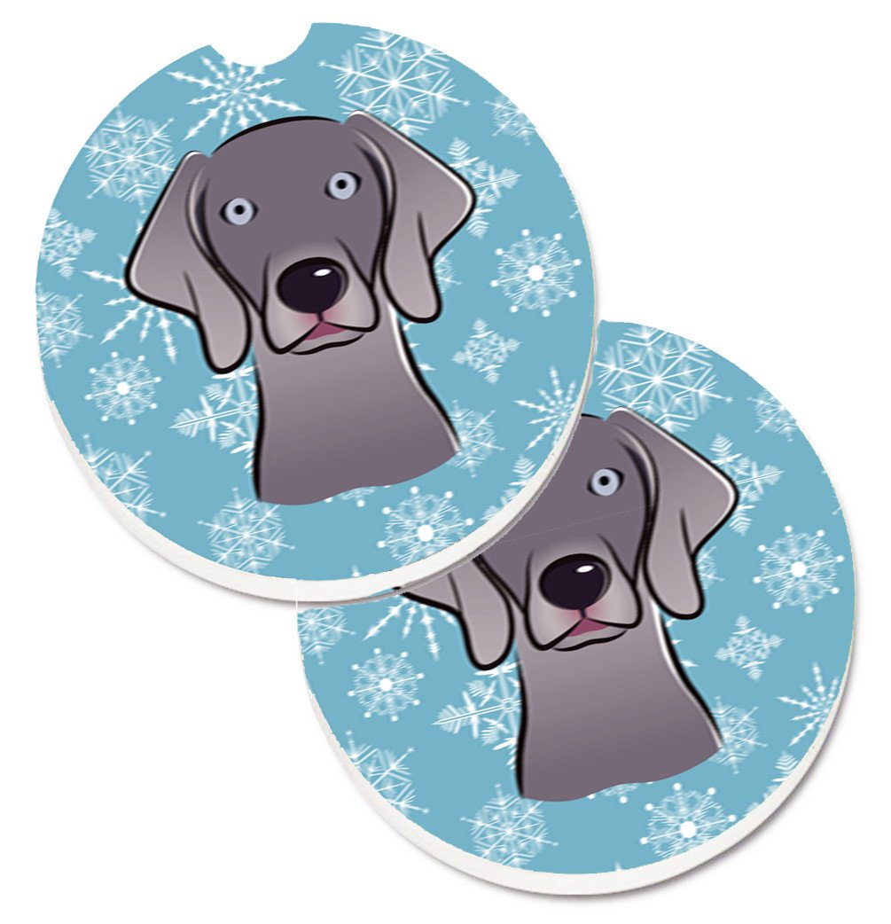 Snowflake Weimaraner Set of 2 Cup Holder Car Coasters BB1665CARC by Caroline&#39;s Treasures