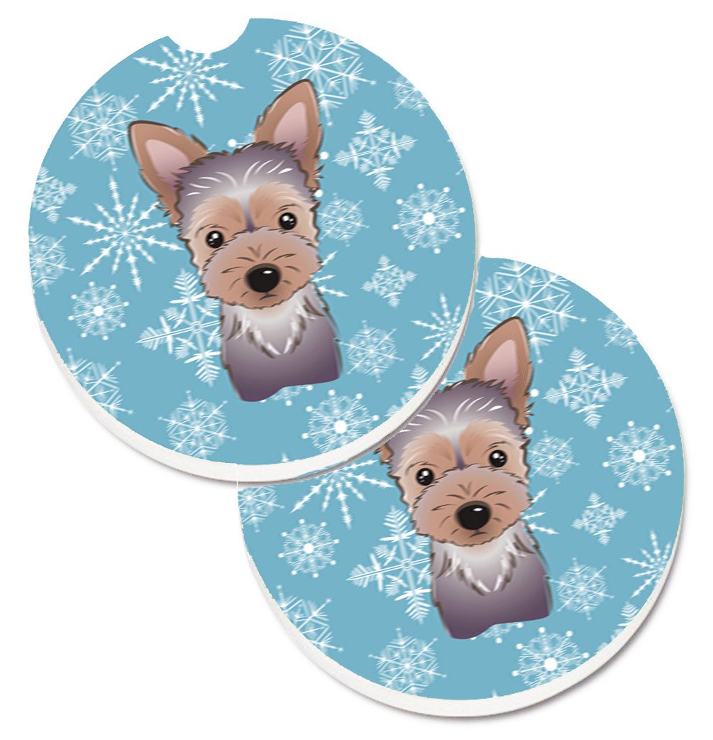 Snowflake Yorkie Puppy Set of 2 Cup Holder Car Coasters BB1666CARC by Caroline&#39;s Treasures