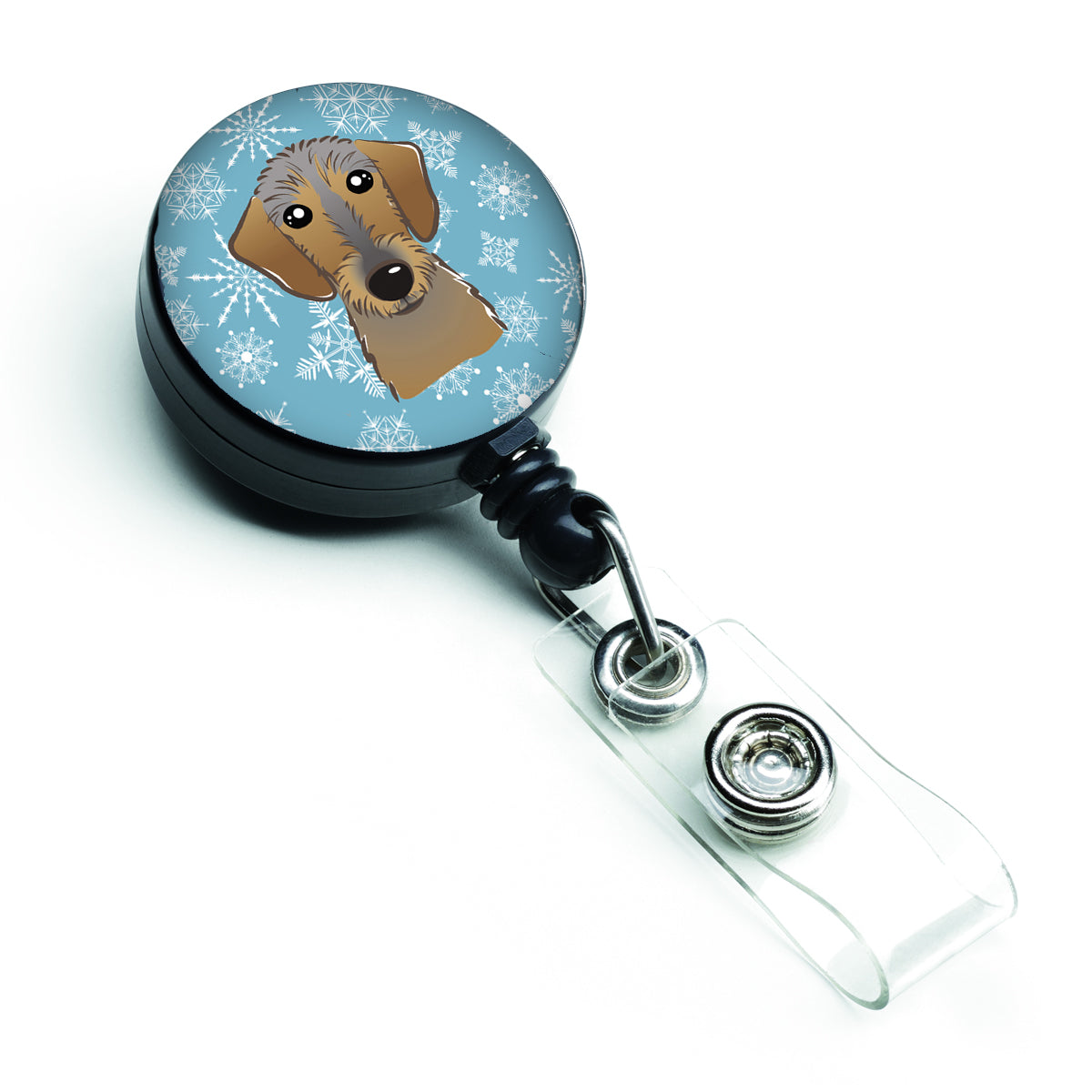 Snowflake Wirehaired Dachshund Retractable Badge Reel BB1667BR.