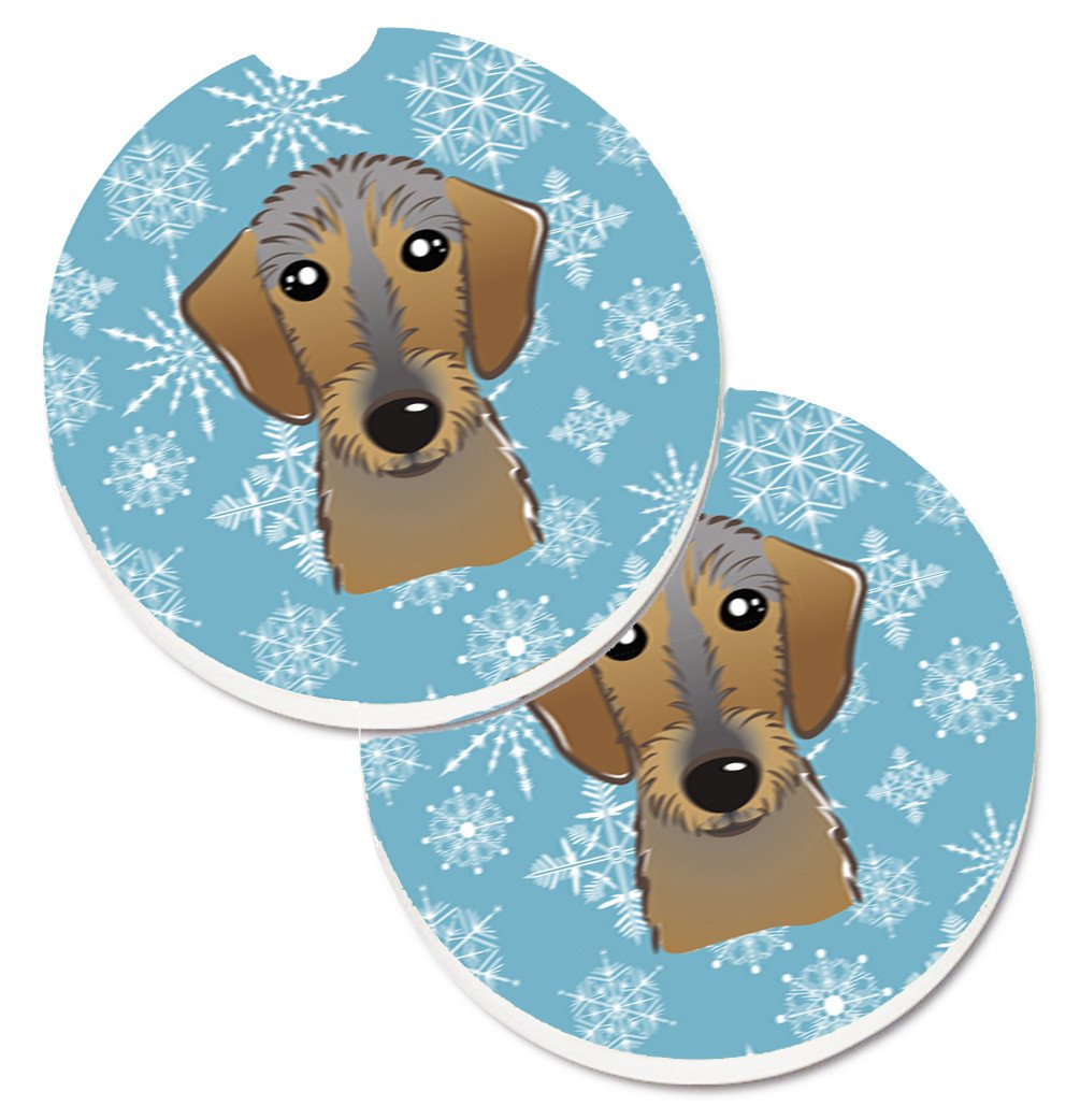 Snowflake Wirehaired Dachshund Set of 2 Cup Holder Car Coasters BB1667CARC by Caroline&#39;s Treasures