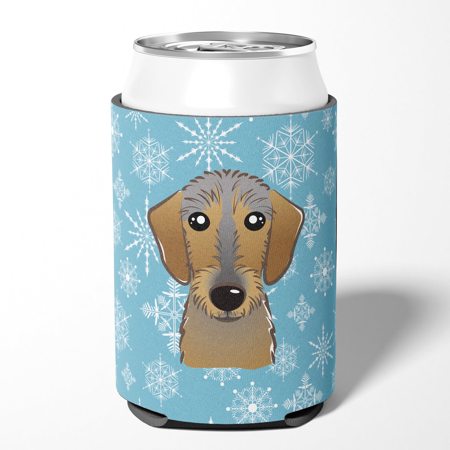 Snowflake Wirehaired Dachshund Can or Bottle Hugger BB1667CC.