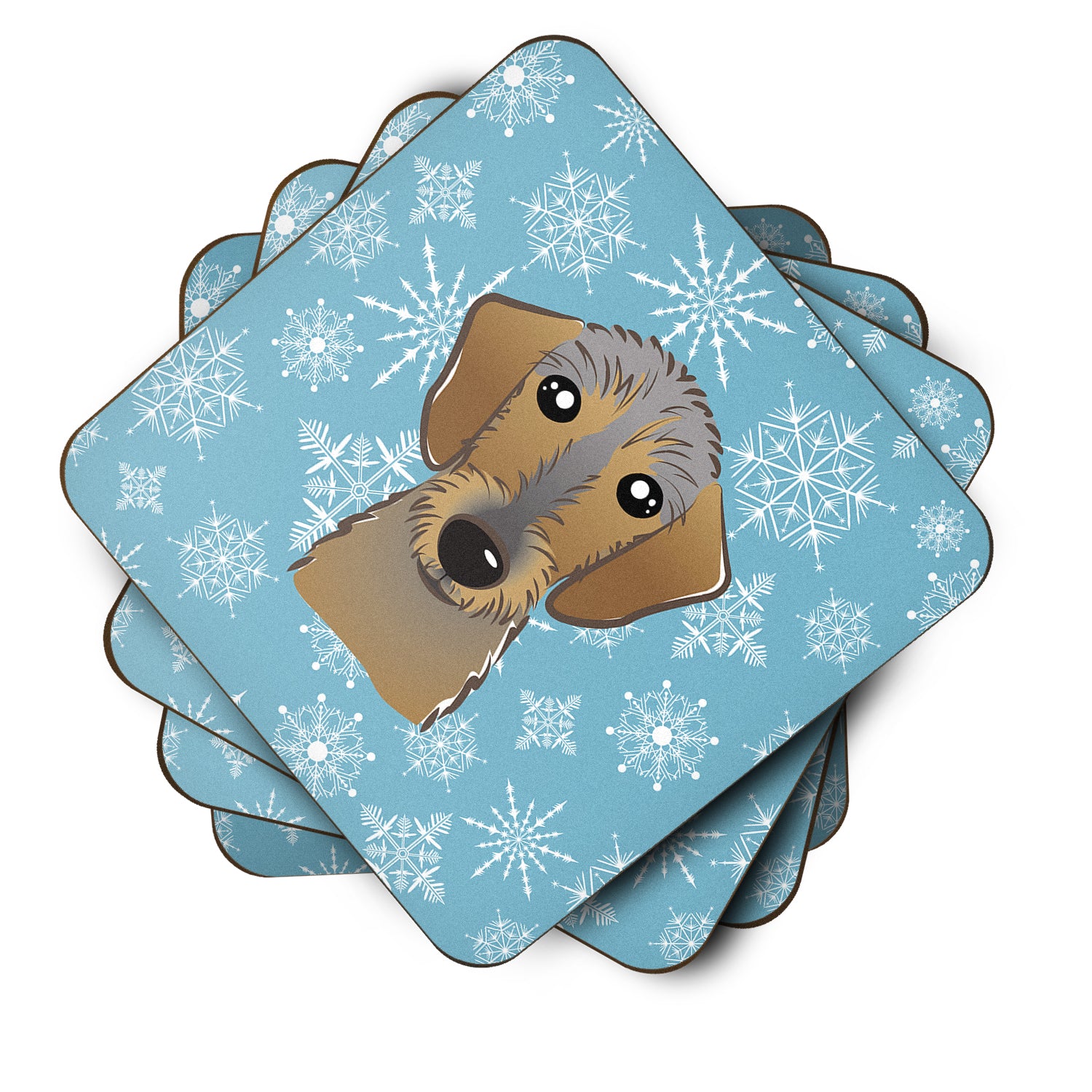 Set of 4 Snowflake Wirehaired Dachshund Foam Coasters BB1667FC - the-store.com