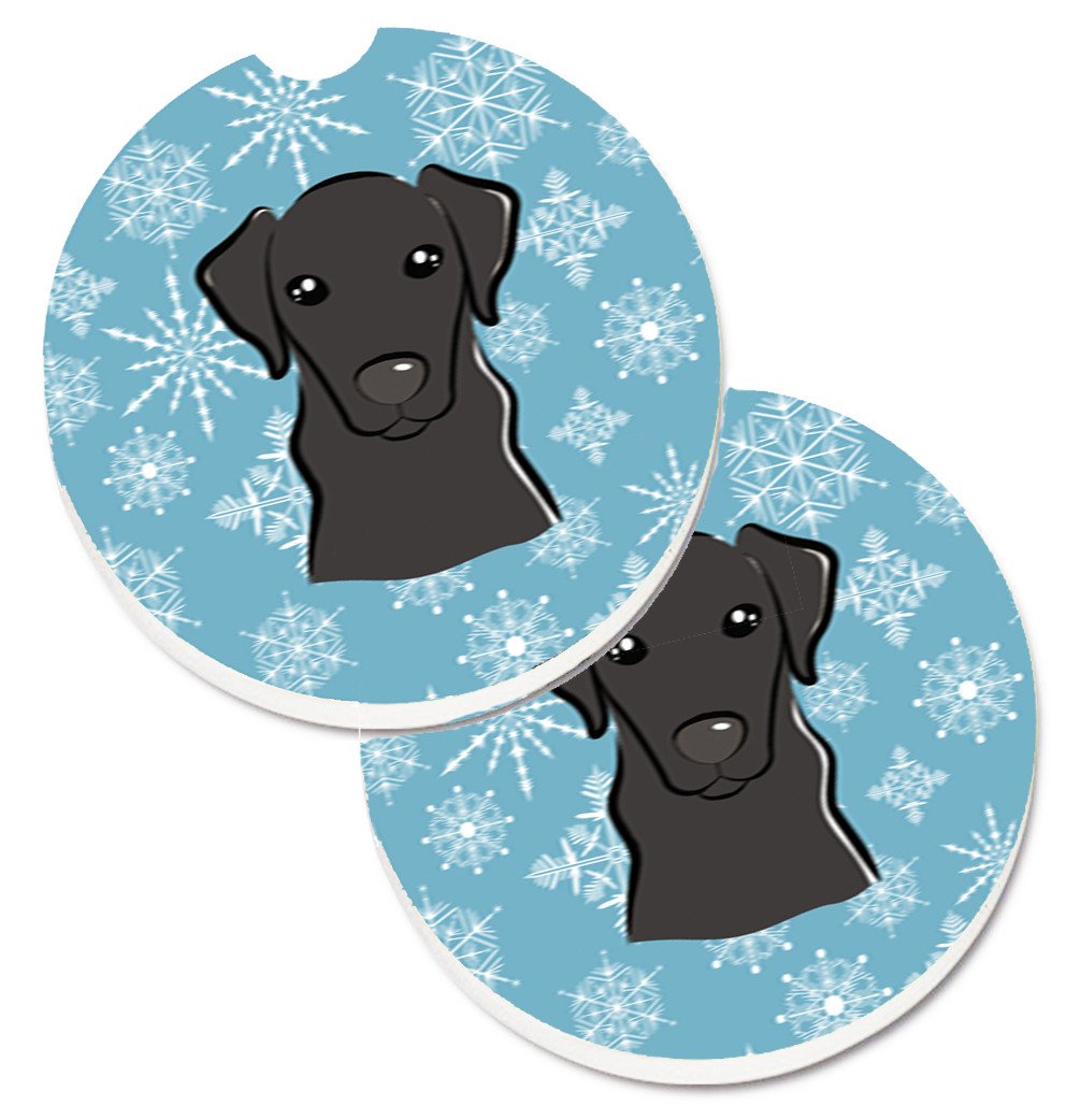 Snowflake Black Labrador Set of 2 Cup Holder Car Coasters BB1669CARC by Caroline&#39;s Treasures