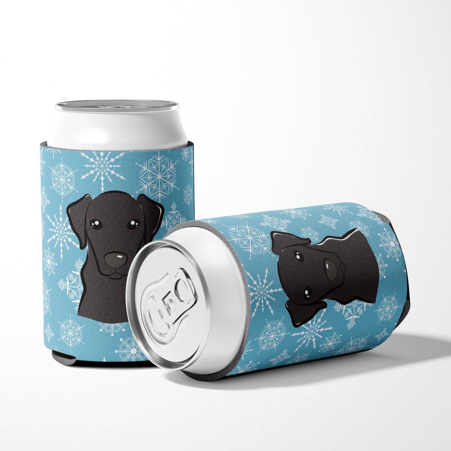 Snowflake Black Labrador Can or Bottle Hugger BB1669CC.