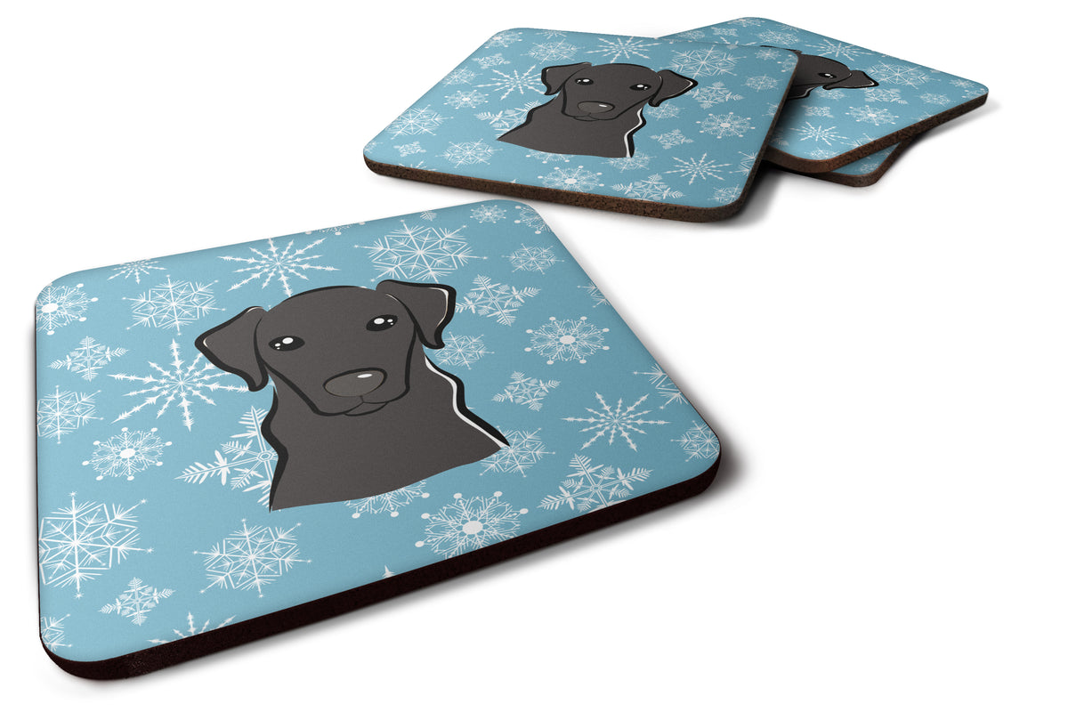 Set of 4 Snowflake Black Labrador Foam Coasters BB1669FC - the-store.com