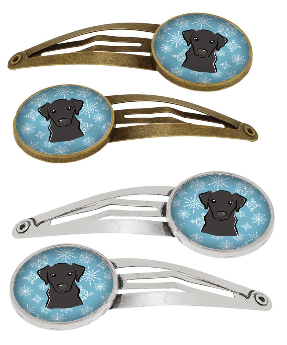 Snowflake Black Labrador Set of 4 Barrettes Hair Clips BB1669HCS4 by Caroline's Treasures